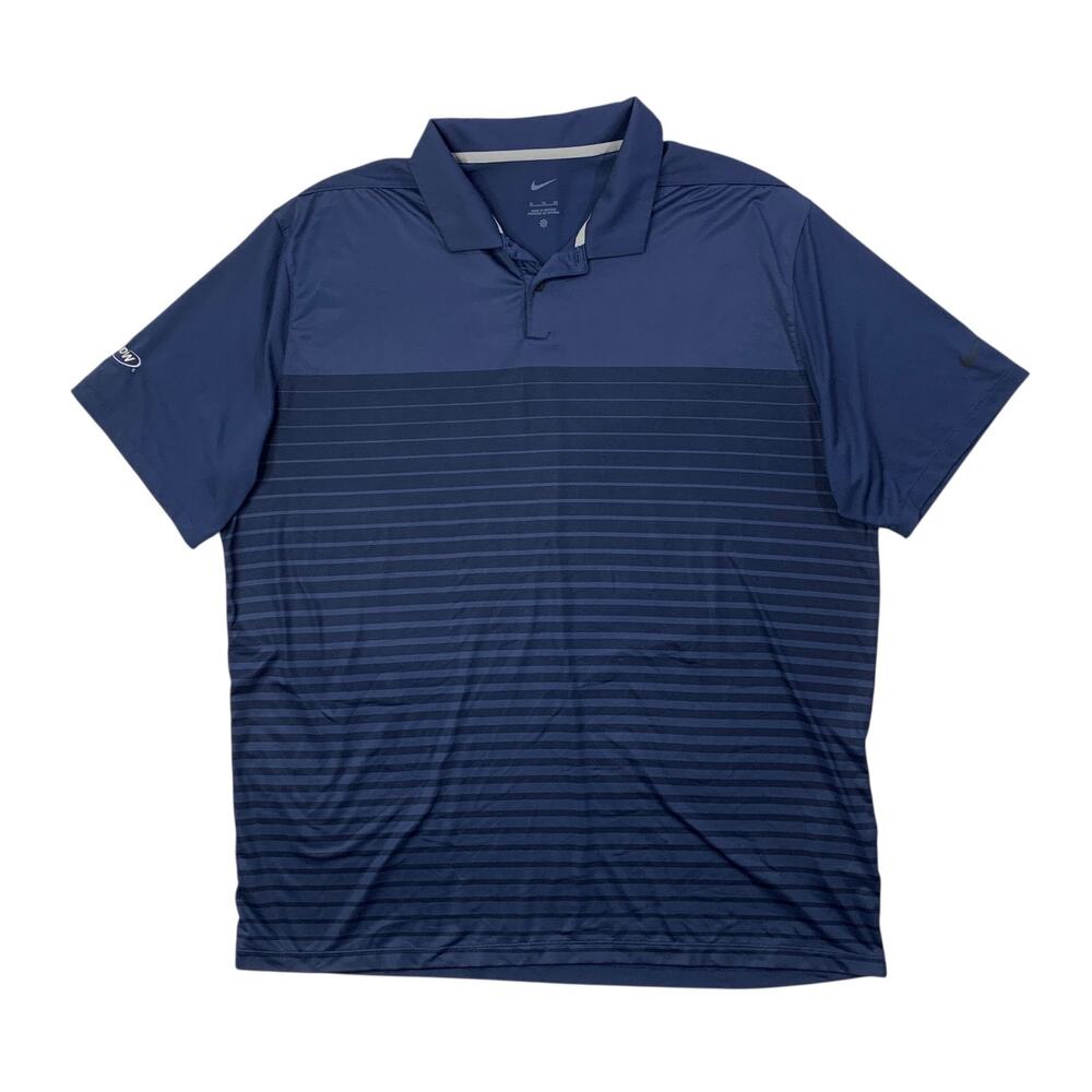 Nike Polo Shirt Mens XL Navy Indigo Blue Dri Fit Vapor Block Golf LOGO